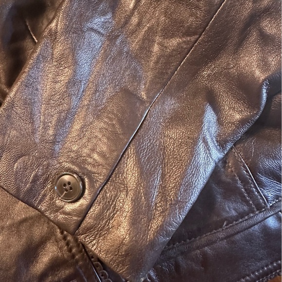 JACLYN SMITH BROWN  SOFT LEATHER JACKET, SCALLOPED TRIM ON POCKETS,  WOMEN'S 16 - Picture 11 of 11